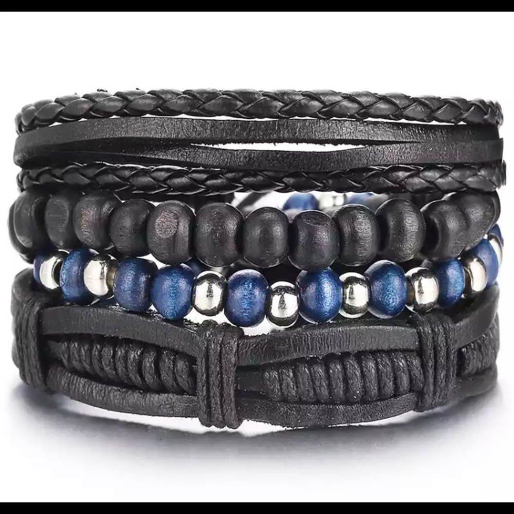 Leather  Vintage Multiple Bracelets Set For Men
